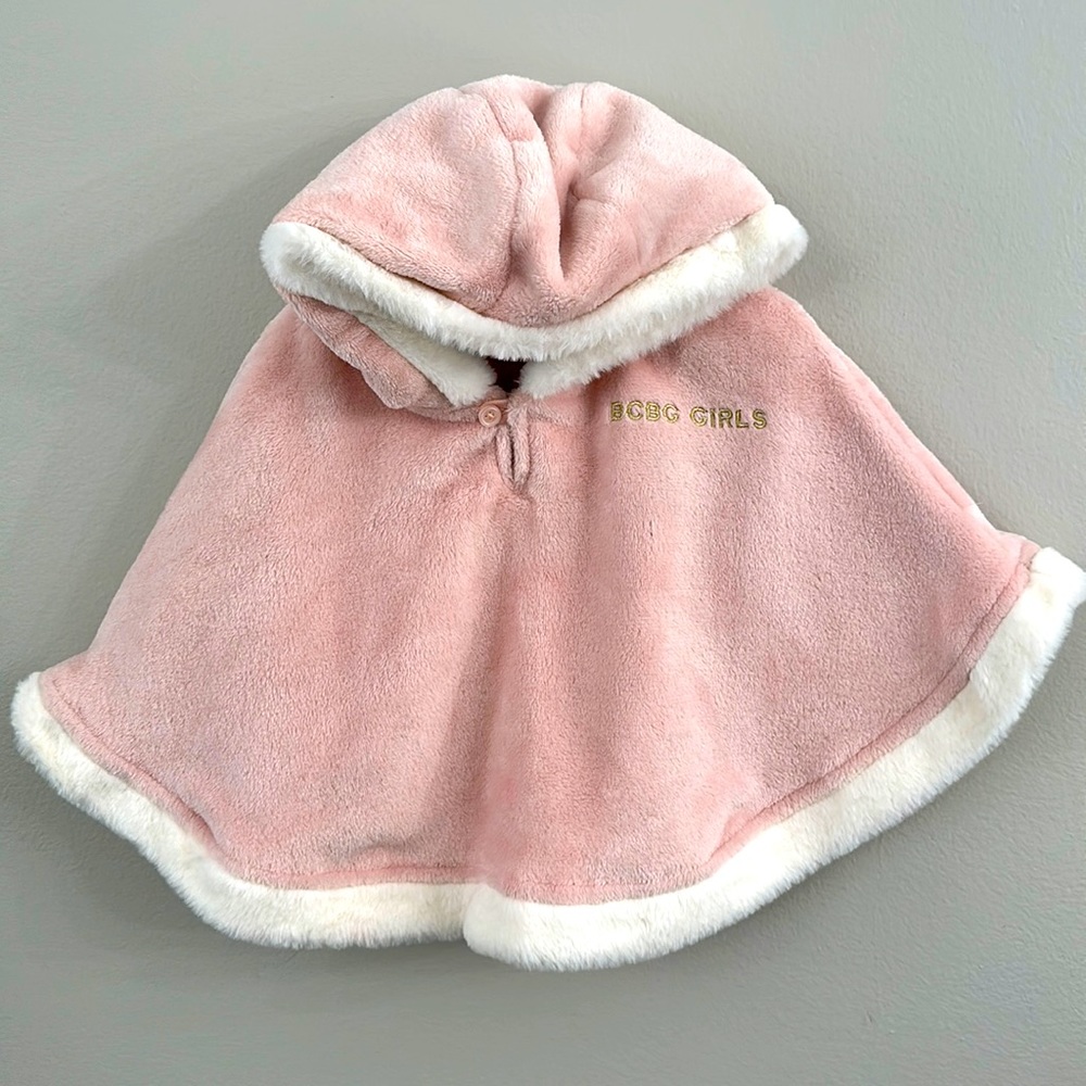 BCBG Pink Poncho with fur trim